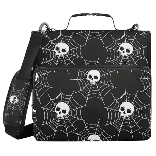 Ordner mit 3 Ringen und Reißverschluss, mit Schultergurt, Totenkopf-Webmuster, Fächermappe mit mehreren Taschen Ordner mit 3 Ringen und Reißverschluss, mit Schultergurt, Totenkopf-Webmuster, Fächermappe mit mehreren Taschen von Mnsruu
