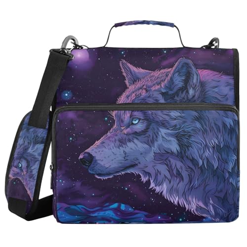 Ordner mit 3 Ringen und Reißverschluss, mit Schultergurt, Violett, Wolf, Fächermappe mit mehreren Taschen Ordner mit 3 Ringen und Reißverschluss, mit Schultergurt, Violett, Wolf, Fächermappe mit mehreren Taschen von Mnsruu