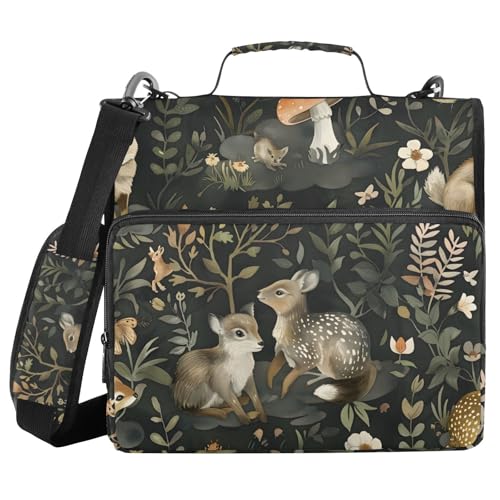 Ordner mit 3 Ringen und Reißverschluss, mit Schultergurt, Waldtapete, Tiere, Fächermappe, Ordner, Aufbewahrung, mehrere Taschen Ordner mit 3 Ringen und Reißverschluss, mit Schultergurt, Waldtapete, Tiere, Fächermappe, Ordner, Aufbewahrung, mehrere Taschen von Mnsruu