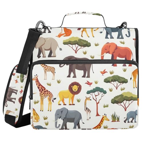 Ordner mit 3 Ringen und Reißverschluss, mit Schultergurt, afrikanische Tiere, nahtlos, Fächermappe mit mehreren Taschen Ordner mit 3 Ringen und Reißverschluss, mit Schultergurt, afrikanische Tiere, nahtlos, Fächermappe mit mehreren Taschen von Mnsruu