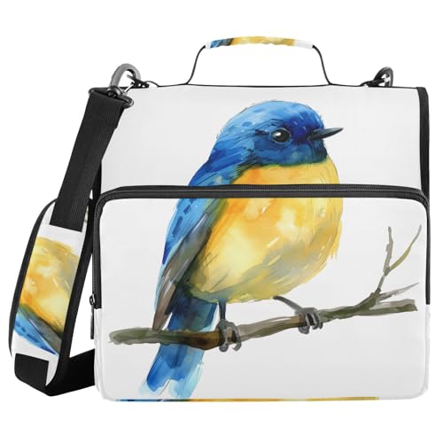 Ordner mit 3 Ringen und Reißverschluss, mit Schultergurt, blau, gelb, Vogelordner, Tasche, Fächermappe, Aufbewahrung, mehrere Taschen Ordner mit 3 Ringen und Reißverschluss, mit Schultergurt, blau, gelb, Vogelordner, Tasche, Fächermappe, Aufbewahrung, mehrere Taschen von Mnsruu