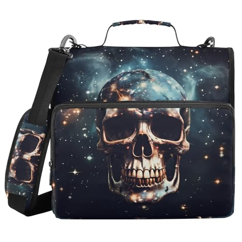 Ordner mit 3 Ringen und Reißverschluss, mit Schultergurt, dunkler Totenkopf-Aufdruck, Fächermappe mit mehreren Taschen Ordner mit 3 Ringen und Reißverschluss, mit Schultergurt, dunkler Totenkopf-Aufdruck, Fächermappe mit mehreren Taschen von Mnsruu