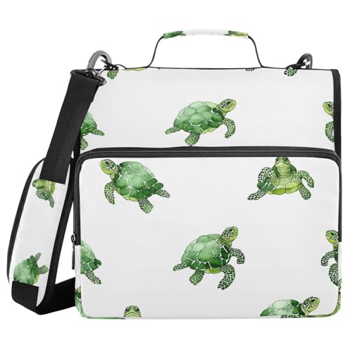 Ordner mit 3 Ringen und Reißverschluss, mit Schultergurt, grünes Schildkrötenmuster, Ordnertasche, Fächermappe, Aufbewahrung, mehrere Taschen Ordner mit 3 Ringen und Reißverschluss, mit Schultergurt, grünes Schildkrötenmuster, Ordnertasche, Fächermappe, Aufbewahrung, mehrere Taschen von Mnsruu