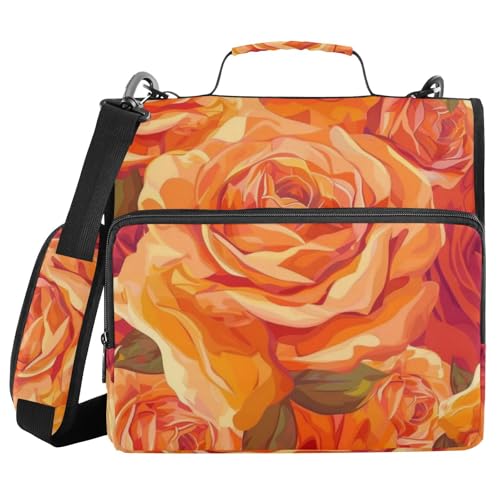 Ordner mit 3 Ringen und Reißverschluss, mit Schultergurt, künstlerische orangefarbene Rosenblüte, Fächermappe mit mehreren Taschen Ordner mit 3 Ringen und Reißverschluss, mit Schultergurt, künstlerische orangefarbene Rosenblüte, Fächermappe mit mehreren Taschen von Mnsruu