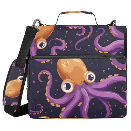 Ordner mit 3 Ringen und Reißverschluss, mit Schultergurt, lila Oktopus, nahtlos, Fächermappe, Ordner, Aufbewahrung, mehrere Taschen Ordner mit 3 Ringen und Reißverschluss, mit Schultergurt, lila Oktopus, nahtlos, Fächermappe, Ordner, Aufbewahrung, mehrere Taschen von Mnsruu