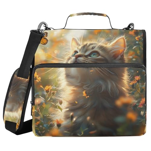 Ordner mit 3 Ringen und Reißverschluss, mit Schultergurt, schöne Gartenkatze, Fächermappe mit mehreren Taschen Ordner mit 3 Ringen und Reißverschluss, mit Schultergurt, schöne Gartenkatze, Fächermappe mit mehreren Taschen von Mnsruu