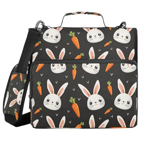 Ordnertasche mit Kaninchenkopf-Motiv, mit Griff, Schultergurt, 3-Ringbuch, Organizer für Schule, Arbeit, Büro, Orange Ordnertasche mit Kaninchenkopf-Motiv, mit Griff, Schultergurt, 3-Ringbuch, Organizer für Schule, Arbeit, Büro, Orange von Mnsruu