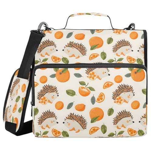 Ordnertasche mit Reißverschluss, Igel, Mandarine, mit Griff, Schultergurt, 3-Ringbuch, Organizer für Schule, Arbeit, Büro Ordnertasche mit Reißverschluss, Igel, Mandarine, mit Griff, Schultergurt, 3-Ringbuch, Organizer für Schule, Arbeit, Büro von Mnsruu