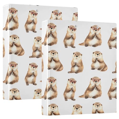 Otter-Muster, 3 D-Ringordner, A4, 2 Stück mit 200 Blatt, für Kinder, Schulbedarf, Damen, Herren, Büro Otter-Muster, 3 D-Ringordner, A4, 2 Stück mit 200 Blatt, für Kinder, Schulbedarf, Damen, Herren, Büro von Mnsruu