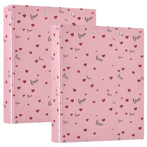 Red Hearts Love 3 D-Ringbuch, A4, 2 Stück mit 200 Blatt, für Kinder, Schulbedarf, Damen, Herren, Büro Red Hearts Love 3 D-Ringbuch, A4, 2 Stück mit 200 Blatt, für Kinder, Schulbedarf, Damen, Herren, Büro von Mnsruu