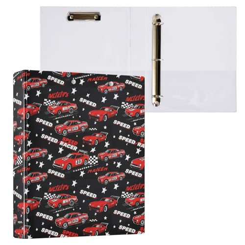 Red Race Car 3 D-Ringbuch, A4, 1 Packung mit 200 Blatt, für Kinder, Schulbedarf, Damen, Herren, Büro von Mnsruu