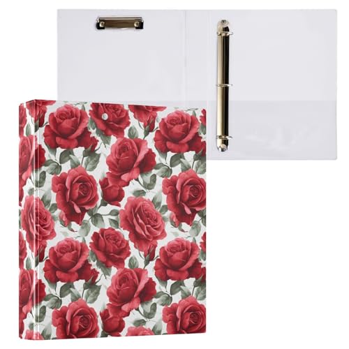 Red Roses 3 D-Ringbuch, A4, 1 Packung mit 200 Blatt, für Kinder, Schulbedarf, Damen, Herren, Büro von Mnsruu