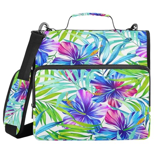 Ringbuch mit 3 Ringen, Neon-Hibiskus-Palmenblättern, 3,8 cm Ringbuch-Organizer mit Schultergurt, passend für 33-Zoll-Laptops und 500 Blatt Ringbuch mit 3 Ringen, Neon-Hibiskus-Palmenblättern, 3,8 cm Ringbuch-Organizer mit Schultergurt, passend für 33-Zoll-Laptops und 500 Blatt von Mnsruu