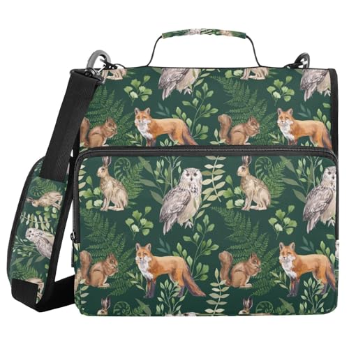 Ringbuch mit 3 Ringen, Reißverschluss, Aquarell, Tiere, Pflanzen, Farne, 3,8 cm Ringbuch, Organizer-Tasche mit Schultergurt, passend für 33-Zoll-Laptops und 500 Blatt Ringbuch mit 3 Ringen, Reißverschluss, Aquarell, Tiere, Pflanzen, Farne, 3,8 cm Ringbuch, Organizer-Tasche mit Schultergurt, passend für 33-Zoll-Laptops und 500 Blatt von Mnsruu