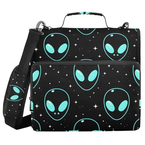 Ringbuch mit 3 Ringen, Reißverschluss, Blau, UFO Alien, 3,8 cm Ringbuch-Organizer-Tasche mit Schultergurt, passend für 13-Zoll-Laptops und 500 Blatt Ringbuch mit 3 Ringen, Reißverschluss, Blau, UFO Alien, 3,8 cm Ringbuch-Organizer-Tasche mit Schultergurt, passend für 13-Zoll-Laptops und 500 Blatt von Mnsruu