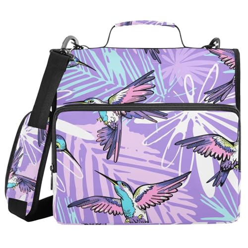 Ringbuch mit 3 Ringen, Reißverschluss, Kolibri, Violetter Dschungel, 3,8 cm Ringbuch-Organizer mit Schultergurt, passend für 13-Zoll-Laptops und 500 Blatt Ringbuch mit 3 Ringen, Reißverschluss, Kolibri, Violetter Dschungel, 3,8 cm Ringbuch-Organizer mit Schultergurt, passend für 13-Zoll-Laptops und 500 Blatt von Mnsruu