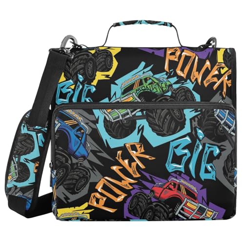 Ringbuch mit 3 Ringen, Reißverschluss, Monster-Truck, Auto, Grunge-Form, gerissen, 3,8 cm Ringbuch-Organizer-Tasche mit Schultergurt, passend für 13-Zoll-Laptops und 500 Blatt Ringbuch mit 3 Ringen, Reißverschluss, Monster-Truck, Auto, Grunge-Form, gerissen, 3,8 cm Ringbuch-Organizer-Tasche mit Schultergurt, passend für 13-Zoll-Laptops und 500 Blatt von Mnsruu