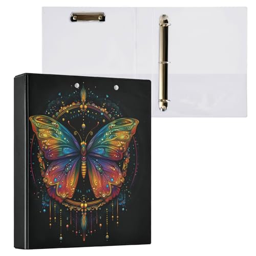 Ringbuch mit 3 Ringen, Schmetterlingsmandala, Traumfänger, hält 200 Blatt, Aktenaufbewahrung für Damen, Herren, Schule, Bürobedarf Ringbuch mit 3 Ringen, Schmetterlingsmandala, Traumfänger, hält 200 Blatt, Aktenaufbewahrung für Damen, Herren, Schule, Bürobedarf von Mnsruu