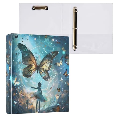 Ringbuch mit 3 Ringen, Traumhaftes Schmetterlingsmädchen, für 200 Blatt, Aktenaufbewahrung für Damen, Herren, Schule, Bürobedarf Ringbuch mit 3 Ringen, Traumhaftes Schmetterlingsmädchen, für 200 Blatt, Aktenaufbewahrung für Damen, Herren, Schule, Bürobedarf von Mnsruu