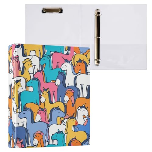 Ringbuch mit 3 Ringen, lustiges Pferd, rund, 3,8 cm, 200 Blatt, A4-Papierbinder-Organizer für Zuhause, Schule, Büro, 1 Stück Ringbuch mit 3 Ringen, lustiges Pferd, rund, 3,8 cm, 200 Blatt, A4-Papierbinder-Organizer für Zuhause, Schule, Büro, 1 Stück von Mnsruu