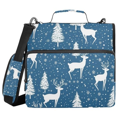 Ringbuch mit 3 Ringen, mit Reißverschluss, Weihnachts-Rentiere, Bäume, Blau, a1, 3,8 cm Ringbuch-Organizer-Tasche mit Schultergurt, passend für 13-Zoll-Laptops und 500 Blatt Ringbuch mit 3 Ringen, mit Reißverschluss, Weihnachts-Rentiere, Bäume, Blau, a1, 3,8 cm Ringbuch-Organizer-Tasche mit Schultergurt, passend für 13-Zoll-Laptops und 500 Blatt von Mnsruu