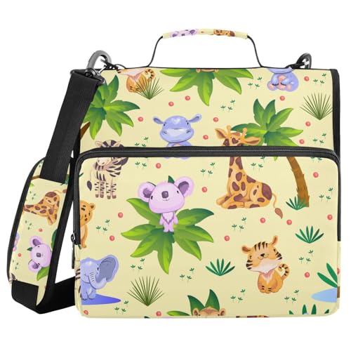 Ringbuch mit 3 Ringen, mit Reißverschluss, tropische Palmentiere, 3,8 cm (1,5 Zoll), Ringbuch-Organizer-Tasche mit Schultergurt, passend für 13-Zoll-Laptops und 500 Blatt von Mnsruu