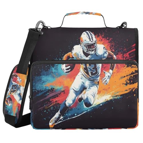 Ringbuch mit 3 Ringen und Reißverschluss, American Football Player Splash, 3,8 cm Ringbuch-Organizer-Tasche mit Schultergurt, passend für 33-Zoll-Laptops und 500 Blatt Ringbuch mit 3 Ringen und Reißverschluss, American Football Player Splash, 3,8 cm Ringbuch-Organizer-Tasche mit Schultergurt, passend für 33-Zoll-Laptops und 500 Blatt von Mnsruu