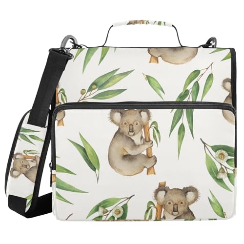 Ringbuch mit 3 Ringen und Reißverschluss, Aquarell-Eukalyptusblätter, Koala, 3,8 cm Ringbuch-Organizer mit Schultergurt, passend für 33-Zoll-Laptops und 500 Blatt Ringbuch mit 3 Ringen und Reißverschluss, Aquarell-Eukalyptusblätter, Koala, 3,8 cm Ringbuch-Organizer mit Schultergurt, passend für 33-Zoll-Laptops und 500 Blatt von Mnsruu