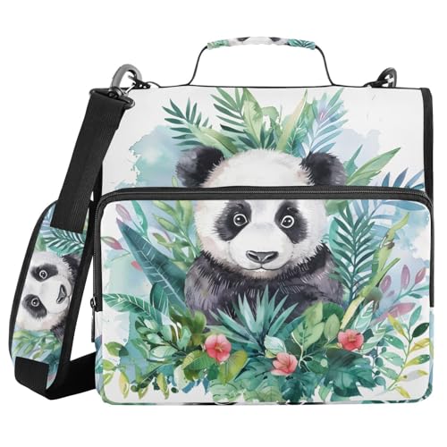 Ringbuch mit 3 Ringen und Reißverschluss, Aquarell-Panda, tropische Blätter, 3,8 cm Ringbuch-Organizer-Tasche mit Schultergurt, passend für 33-Zoll-Laptops und 500 Blatt Ringbuch mit 3 Ringen und Reißverschluss, Aquarell-Panda, tropische Blätter, 3,8 cm Ringbuch-Organizer-Tasche mit Schultergurt, passend für 33-Zoll-Laptops und 500 Blatt von Mnsruu