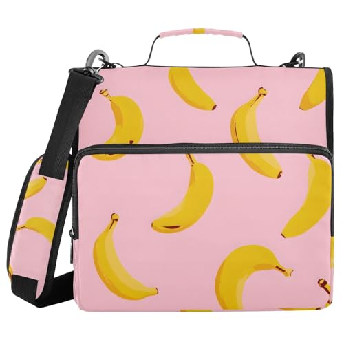 Ringbuch mit 3 Ringen und Reißverschluss, Bananenmuster, 3,8 cm (1,5 Zoll) Ringbuch-Organizer-Tasche mit Schultergurt, passend für 13-Zoll-Laptops und 500 Blatt von Mnsruu