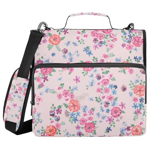 Ringbuch mit 3 Ringen und Reißverschluss, Frühlingsblumen-Druck, 3,8 cm Ringbuch-Organizer-Tasche mit Schultergurt, passend für 13-Zoll-Laptops und 500 Blatt Ringbuch mit 3 Ringen und Reißverschluss, Frühlingsblumen-Druck, 3,8 cm Ringbuch-Organizer-Tasche mit Schultergurt, passend für 13-Zoll-Laptops und 500 Blatt von Mnsruu