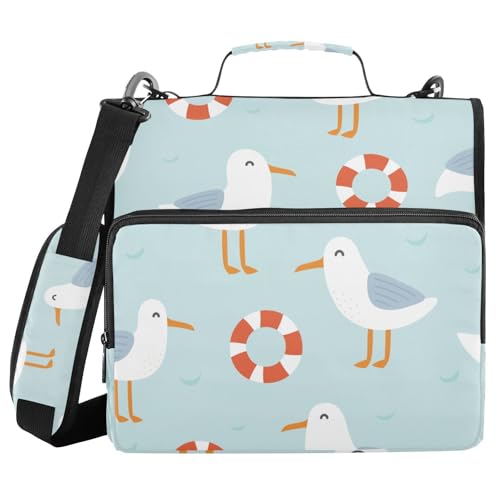Ringbuch mit 3 Ringen und Reißverschluss, Möwenblau, 3,8 cm (1,5 Zoll) Ringbuch-Organizer-Tasche mit Schultergurt, passend für 13-Zoll-Laptops und 500 Blatt von Mnsruu