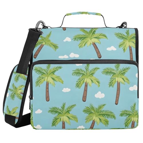 Ringbuch mit 3 Ringen und Reißverschluss, Palmenwolken, 3,8 cm (1,5 Zoll) Ringbuch-Organizer-Tasche mit Schultergurt, passend für 13-Zoll-Laptops und 500 Blatt von Mnsruu