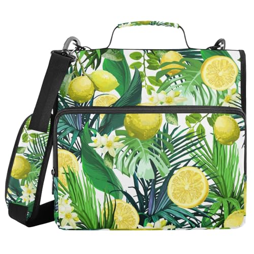 Ringbuch mit 3 Ringen und Reißverschluss, Zitronenblüten, tropische Blätter, 3,8 cm Ringbuch-Organizer-Tasche mit Schultergurt, passend für 13-Zoll-Laptops und 500 Blatt Ringbuch mit 3 Ringen und Reißverschluss, Zitronenblüten, tropische Blätter, 3,8 cm Ringbuch-Organizer-Tasche mit Schultergurt, passend für 13-Zoll-Laptops und 500 Blatt von Mnsruu