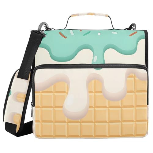 Ringbuch mit 3 Ringen und Reißverschluss, grüne Eiswaffeln, 3,8 cm Ringbuch-Organizer-Tasche mit Schultergurt, passend für 13-Zoll-Laptops und 500 Blatt Ringbuch mit 3 Ringen und Reißverschluss, grüne Eiswaffeln, 3,8 cm Ringbuch-Organizer-Tasche mit Schultergurt, passend für 13-Zoll-Laptops und 500 Blatt von Mnsruu