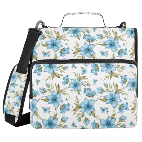 Ringbuch mit 3 Ringen und Reißverschluss, handgezeichnete blaue Blumen, 3,8 cm Ringbuch-Organizer-Tasche mit Schultergurt, passend für 13-Zoll-Laptops und 500 Blatt Ringbuch mit 3 Ringen und Reißverschluss, handgezeichnete blaue Blumen, 3,8 cm Ringbuch-Organizer-Tasche mit Schultergurt, passend für 13-Zoll-Laptops und 500 Blatt von Mnsruu