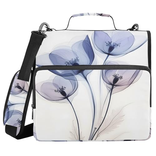 Ringbuch mit 3 Ringen und Reißverschluss, lila-blaue Tulpen, 3,8 cm (1,5 Zoll) Ringbuch-Organizer-Tasche mit Schultergurt, passend für 13-Zoll-Laptops und 500 Blatt von Mnsruu