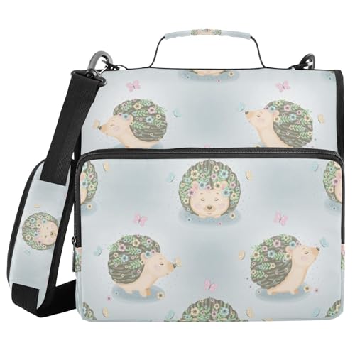 Ringbuch mit 3 Ringen und Reißverschluss, niedliche Igel, Blumen, Wiese, 3,8 cm Ringbuch-Organizer mit Schultergurt, passend für 13-Zoll-Laptops und 500 Blatt Ringbuch mit 3 Ringen und Reißverschluss, niedliche Igel, Blumen, Wiese, 3,8 cm Ringbuch-Organizer mit Schultergurt, passend für 13-Zoll-Laptops und 500 Blatt von Mnsruu