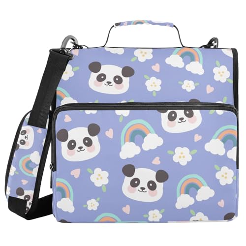 Ringbuch mit 3 Ringen und Reißverschluss, niedlicher Panda-Blumen-Regenbogen, 3,8 cm Ringbuch-Organizer-Tasche mit Schultergurt, passend für 33-Zoll-Laptops und 500 Blatt Ringbuch mit 3 Ringen und Reißverschluss, niedlicher Panda-Blumen-Regenbogen, 3,8 cm Ringbuch-Organizer-Tasche mit Schultergurt, passend für 33-Zoll-Laptops und 500 Blatt von Mnsruu