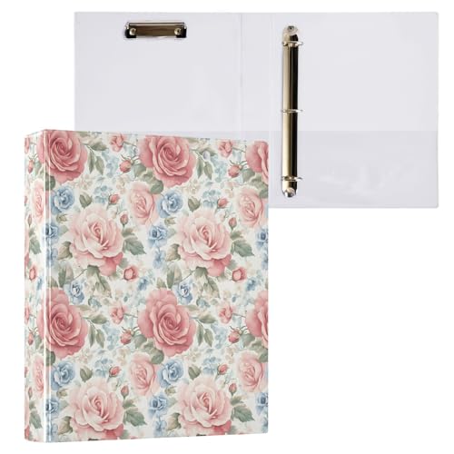 Ringbuch mit Rosenmuster, 3 D-Ringe, A4, 1 Packung mit 200 Blatt, für Kinder, Schulbedarf, Damen, Herren, Büro von Mnsruu