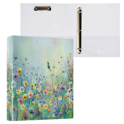 Ringordner mit 3 Ringen, Löwenzahn, Wildblumen, für 200 Blatt, für Damen, Herren, Schule, Bürobedarf von Mnsruu