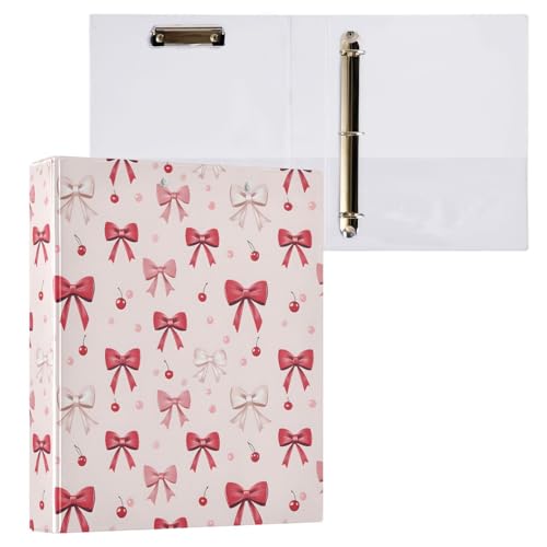 Schleife, Kirschmuster, 3 D-Ringordner, A4, 1 Packung mit 200 Blatt, für Kinder, Schulbedarf, Damen, Herren, Büro von Mnsruu