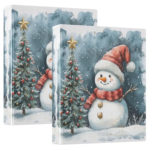 Schneemann-Weihnachtsbaum, A(1), 3 D-Ringbuch, A4, 2 Stück mit 200 Blatt, für Kinder, Schulbedarf, Damen, Herren, Büro von Mnsruu