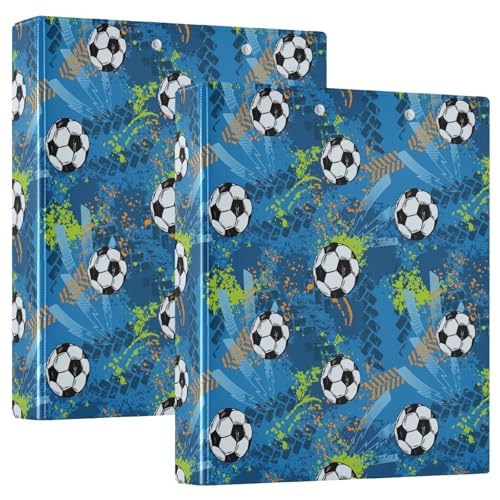 Soccer Ball Grunge Neon 3 D-Ringbuch A4 2 Pack mit 200 Blatt für Kinder Schulbedarf Damen Herren Büro von Mnsruu