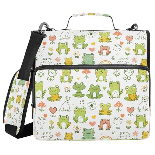 Süßer Frosch, handgezeichneter Reißverschluss, Ordnertasche mit Griff, Schultergurt, 3-Ringbuch, Organizer für Schule, Arbeit, Büro Süßer Frosch, handgezeichneter Reißverschluss, Ordnertasche mit Griff, Schultergurt, 3-Ringbuch, Organizer für Schule, Arbeit, Büro von Mnsruu