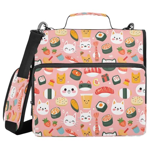 Sushi-Tasche mit Reißverschluss, mit Griff, Schultergurt, 3-Ringbuch, Organizer für Schule, Arbeit, Büro Sushi-Tasche mit Reißverschluss, mit Griff, Schultergurt, 3-Ringbuch, Organizer für Schule, Arbeit, Büro von Mnsruu