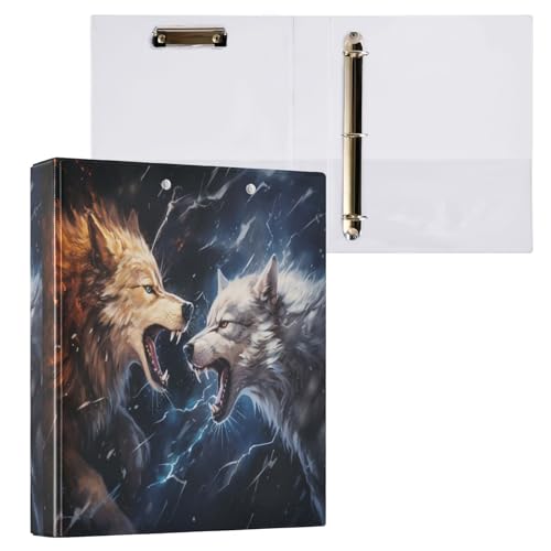 Two Wolf 3-Ringordner mit Klemmbrett, Aktenordner für Büro, Schule, mit Tasche von Mnsruu
