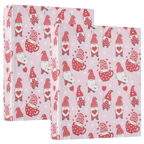 Valentine Gnomes Hearts Pink 3 D-Ringbuch A4 2 Pack mit 200 Blatt für Kinder, Schulbedarf, Damen, Herren, Büro Valentine Gnomes Hearts Pink 3 D-Ringbuch A4 2 Pack mit 200 Blatt für Kinder, Schulbedarf, Damen, Herren, Büro von Mnsruu