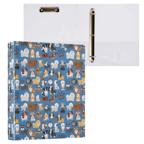 Verschiedene süße Hunde, 3 D-Ringordner, A4, 1 Packung mit 200 Blatt, für Kinder, Schulbedarf, Damen, Herren, Büro Verschiedene süße Hunde, 3 D-Ringordner, A4, 1 Packung mit 200 Blatt, für Kinder, Schulbedarf, Damen, Herren, Büro von Mnsruu