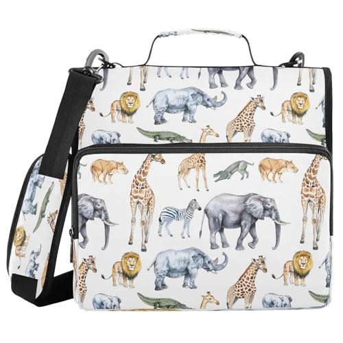 Viele Tiere, Reißverschluss-Bindertasche mit Griff, Schultergurt, 3-Ringbuch, Organizer für Schule, Arbeit, Büro Viele Tiere, Reißverschluss-Bindertasche mit Griff, Schultergurt, 3-Ringbuch, Organizer für Schule, Arbeit, Büro von Mnsruu